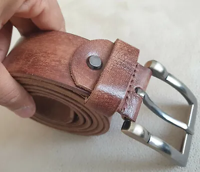 £14.99 • Buy Handmade Brown Mens Leather Belt, Thick Leather Belt, Full Grain Leather Belt