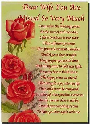 Grave Card / Dear Wife Missed Much - FREE Holder-M05X- Memorial Funeral Memoriam • £1.85