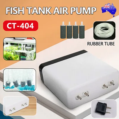 Aqua Aquarium Air Pump Oxygen Fountain Pond Aerator Water Fish Tank 4 Outlet • $36.90