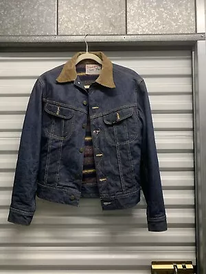 Vintage Lee Storm Rider Denim Jacket Wool Blanket Lined Size 34 Reg - Repaired • $799.99
