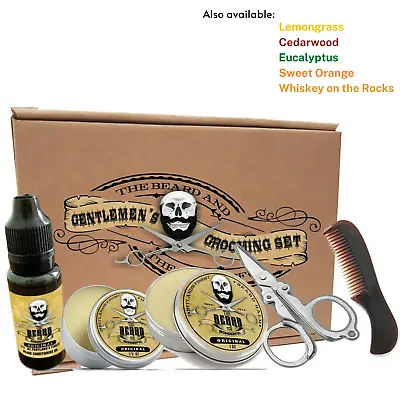 £14.95 • Buy Mens Beard Grooming Kit Beard Oil & Balm Moustache Wax Scissors Comb 5pcs Set UK