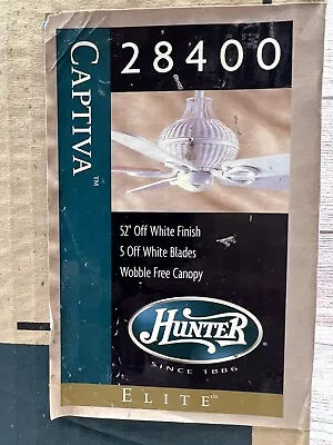 Vintage NOS Hunter 52 Inch White Ceiling Fan Captiva 28400 Quiet Showroom Series • $299.95