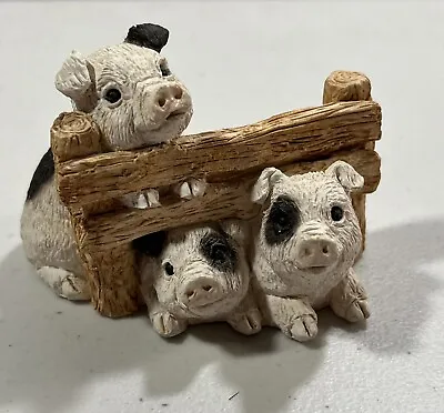 £8.56 • Buy Stone Critters Three Little Pigs By A Fence '87 Absolutely Adorable Piggy's!