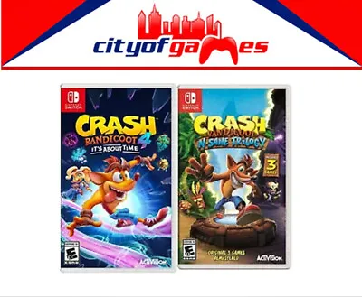 Crash Bandicoot 4 It’s About Time & N.Sane Trilogy Nintendo Switch Game Bundle • $109.95