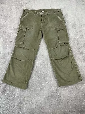 Vintage True Religion Cargo Pants Mens 42x30 Green Canvas Anthony Drawstring • $69