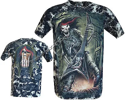 £10.95 • Buy New Guitar Rocker Grim Reaper Glow In Dark Skull Tye Dye T-Shirt M - 3XL
