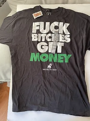 Brooklyn Mint Spencers Mens Black T Shirt XXL F Bitches Get Money New W/Tags • $25.50