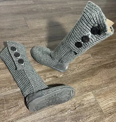 UGG Australia Classic Cardy Gray Knit Boots Women Size W8 • $19.99