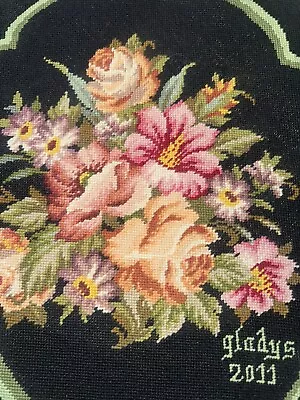 Vintage Finished Needlepoint Panel Floral • $40