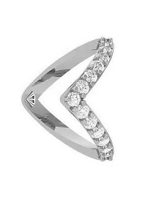 $399 • Buy Diamond V-Shaped Stackable Wedding Ring In 14KT White Gold