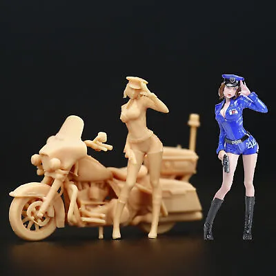 1/64 Police Girl Car Moto Unpainted Resin Cars Vehicle Toy Mini Figure Model Fit • £14.39