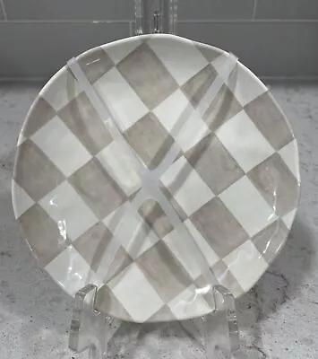 Set 4 Brown CHECKERED 6.5” Appetizer Salad Dessert Snack Plate Plates Melamine • $16.99