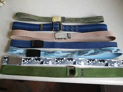 Lot Of 7 ADJUSTABLE Men's Canvas WEBBING FABRIC BELTS Unisex Women 38 -45 CAMO++ • $16.80