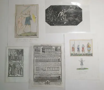 Set Of 5 Antique 18th 19th Century Etchings / Engravings /  Prints  • £15