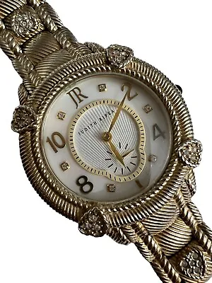 Judith Ripka Gold Tone Diamonique Hearts Sub-Dial Bracelet Watch New Battery • $81.90