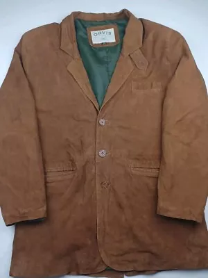 ORVIS Size 44 Long XL  Mens Suede Leather Blazer Field Jacket Coat Brown Button • $100