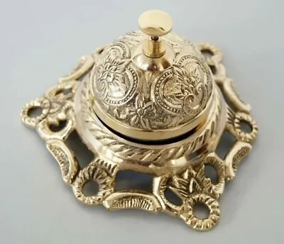 Table Desk Bell Antique Vintage Brass Hotel Ornate Reception Counter Bell Gift • $27.99