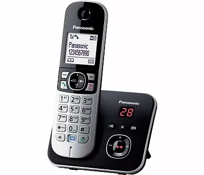 Panasonic KX-TG 6821 Cordless Phone With Answer Machine Single Black/Silver • £34.98