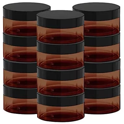 8 Oz Amber Plastic Cosmetic Jars Leak Proof Container With Black Lid For Crea... • $25.60