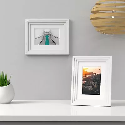 Square Mini Step Black Photo Frame White Picture Frames Poster Frame With Mounts • £6.65