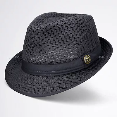 Light Weight Mesh Fedora Hat Porkpie Summer Classic Trilby Cuban Beach Sun Cap • $15.99