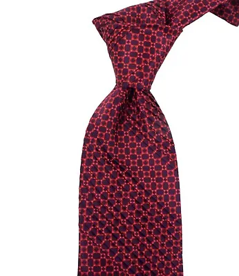 $450 Stefano Ricci Pleated Satin Red W Black Geometric Silk Neck Tie NWT 3.5W • $175