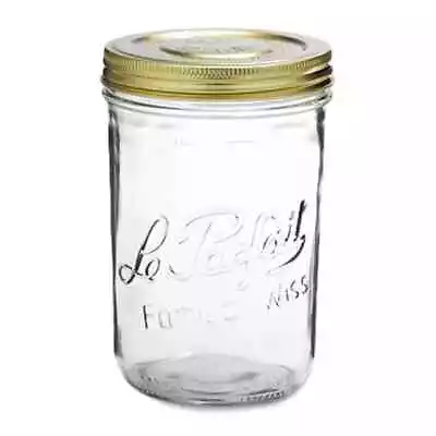 1L D110MM French Glass Mason Canning Jar With Gold Metal Lid • $6