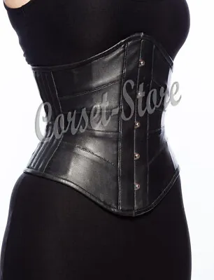 Under Bust Waist Training Heavy Duty Steel Boned Genuine Leather Corset C7-L • £28.99