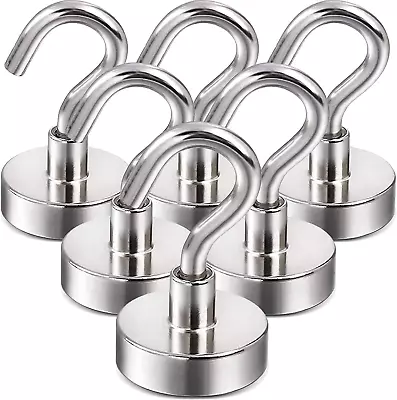 Magnetic Hooks 25Lbs Strong Heavy Duty Cruise Magnet S-Hooks (6 Pack-Silver) • $6.42