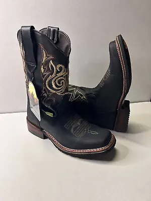 Men Western Cowboy Square Toe Ankle Boot Rodeo Botin Vaquero Rodeo Cuadrada Piel • $85