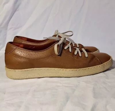 Salvatore Ferragamo Mens Size 9B Women's 10 Cognac Tan Leather Sneakers $1290rrp • $230