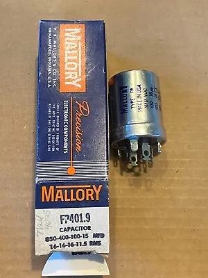 NOS NIB Mallory 850 + 400 + 100 + 15 Uf 16v/16v/16v/11.5v FP401.9 Can Capacitor • $10