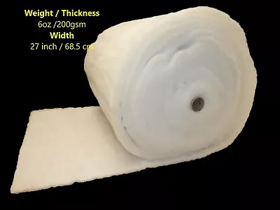 £0.99 • Buy 20m Roll Of 6oz Polyester Wadding Dacron Roll For Quilting Crafts And Upholstery