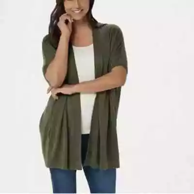 Martha Stewart Open Front Extended Shoulder Cardigan A307720 FERN S • $19.99