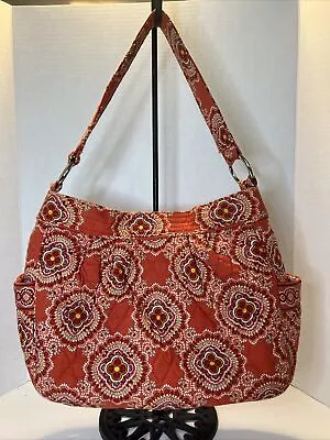 Vera Bradley Paprika Orange Quilted Reversible Shoulder Bag / Purse Side Pockets • $24.95