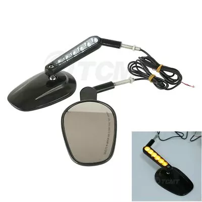 Black Muscle Rearview Mirrors LED Turn Signal For Harley VROD V-Rod VRSCF 09-17  • $36.99