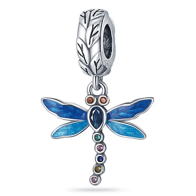 £13.99 • Buy Genuine Sterling Silver 925 Dragonfly Fly Insect Rainbow Crystal Dangle Charm