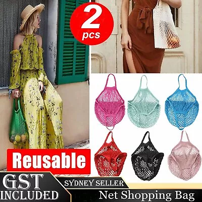 2X Mesh Net Turtle Bags String Shopping Tote Bag Reusable Fruit Handbag Storage • $6.99