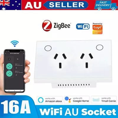 WIFI Zigbee Smart GPO Double Power Point Socket With Touch Switch Glass Panel AU • $29.34