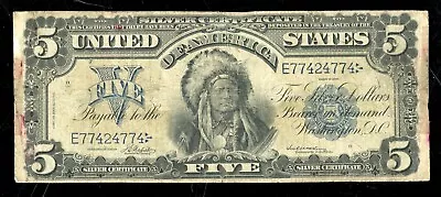 $5 1899 Indian Chief Silver Certificate FR 275 Large Size Five Dollar Note • $649