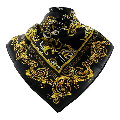 Versace Jeans Couture Black/Gold Signature Baroque Print Square Scarf • $114.99