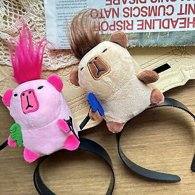 Capybara Plush Headband Cute Animals Kawaii Stuffed Doll Hair Accessories • $10.44