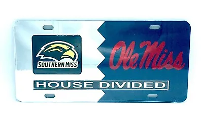 Southern Miss Ole Miss Rebels House Divided Mirror License Plate Car Tag  • $28.97