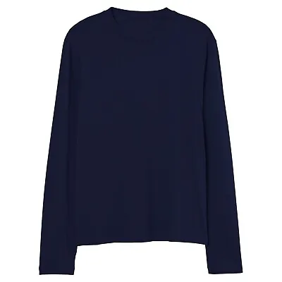 Mens Long Sleeve T-Shirt 100% Cotton Plain Crew Round Neck Casual Tee Tops S-3XL • £7.99