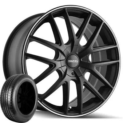 (Set Of 4) TR60 17x7.5 5x112/5x120 Matte Black/Ring Rims W/215/55R17 Kenda Tires • $1044.99