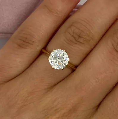 1.CT Lab Grown Round Cut Diamond Engagement Ring IGI Certificate 14K Yellow Gold • $2550