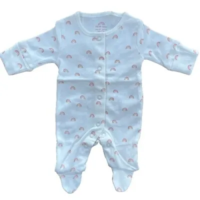 Baby Sleepsuit Babygrow Girls Boys Cotton All-In-One Unisex Embroidered Pyjamas • £4.72