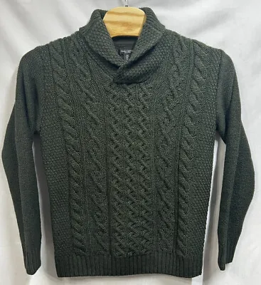 Paolo Mondo Italy Sweater Mens Large Green Wool Acrylic Cable Knit Pullover • $14.99