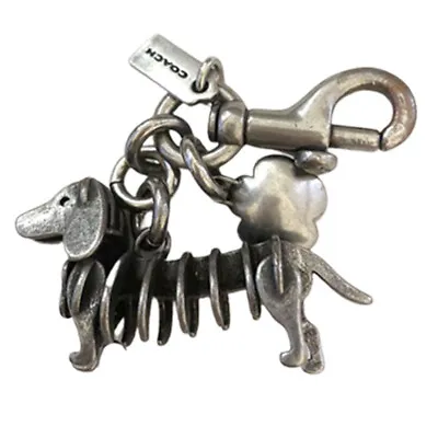 COACH Dachshund Tearose Flower Mix Keychain Bag Charm Bag Charm Key Ring Dog • £129.11
