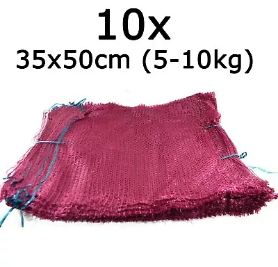 10x Net Sacks Vegetables Mesh Bags Logs Kindling Wood Carrot Onions Red 5 - 10kg • £4.99